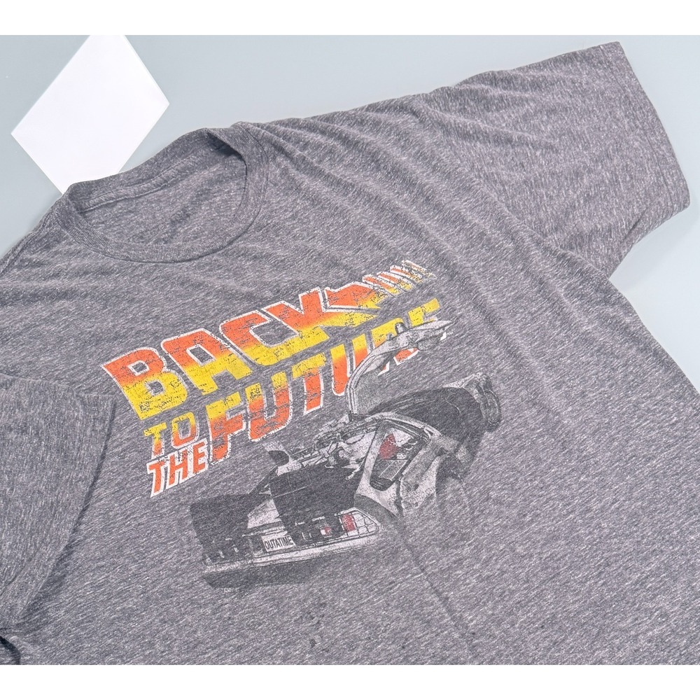 Back To The Future T- Shirt Mens L Heather Gray Graphic Print StreetCore
